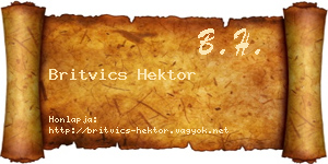 Britvics Hektor névjegykártya